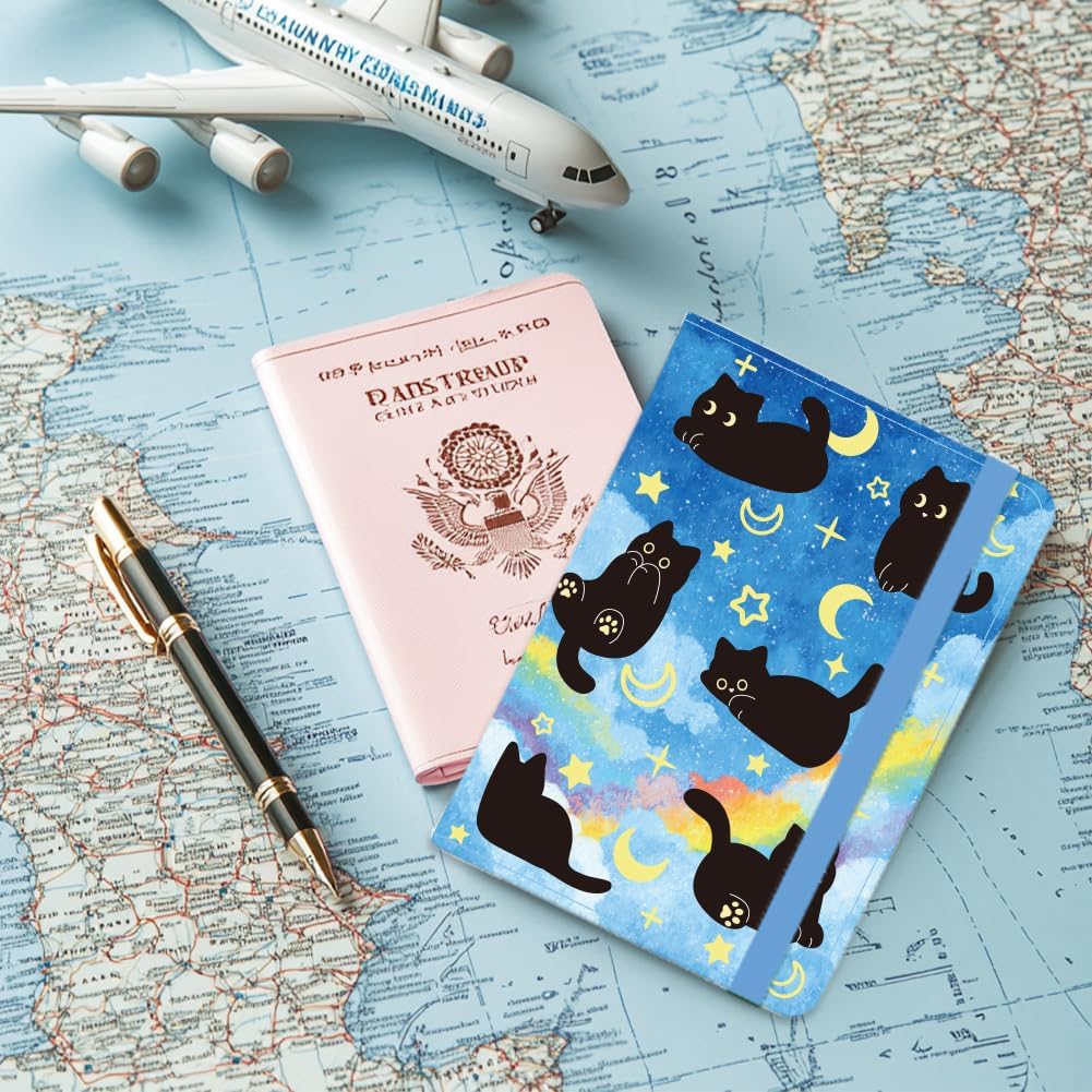 Pink Bow Ties Leather Passport Holder Cover Butteryfly Travel Wallet Passport Case with Credit Card Slots for Women Men Travelling Essentials for Flying