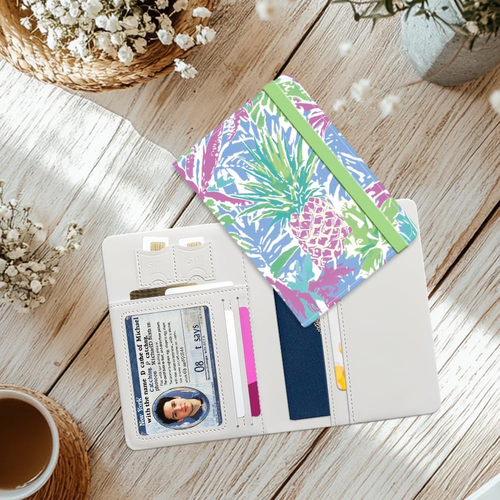 Pink Bow Ties Leather Passport Holder Cover Butteryfly Travel Wallet Passport Case with Credit Card Slots for Women Men Travelling Essentials for Flying