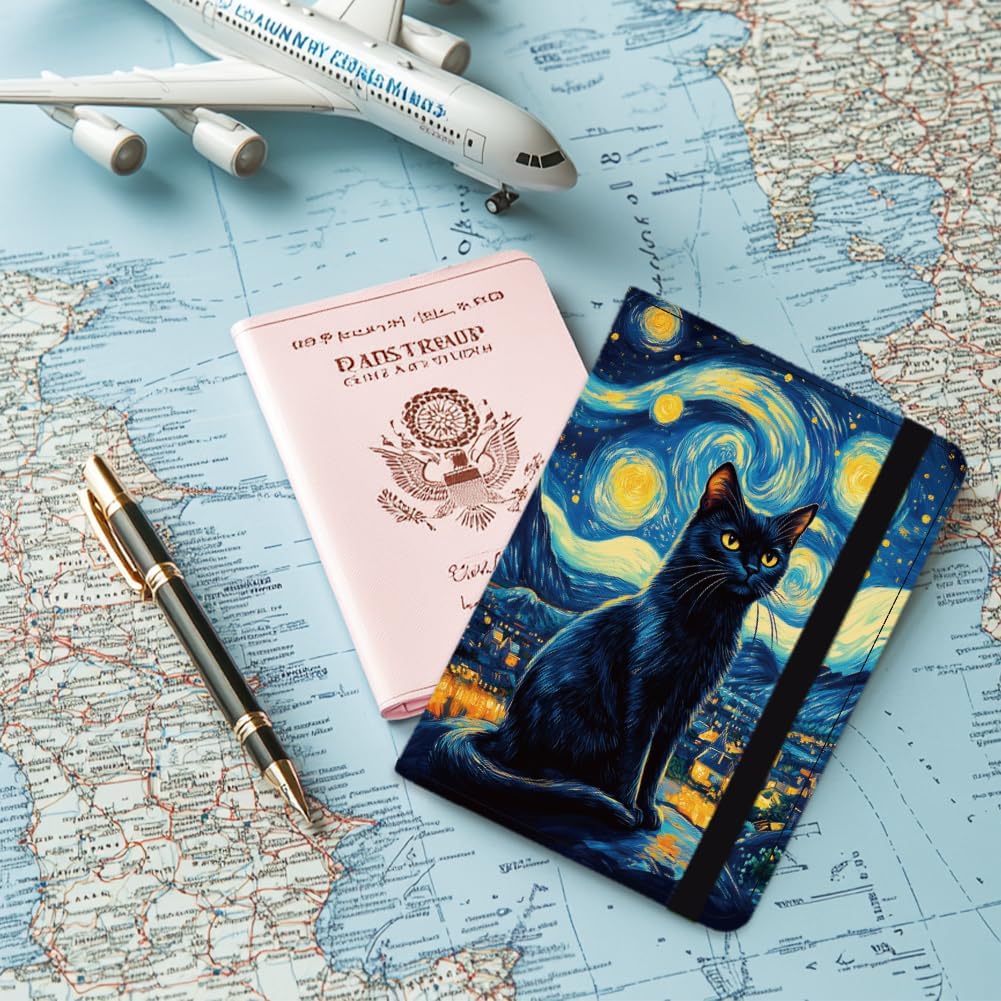 Pink Bow Ties Leather Passport Holder Cover Butteryfly Travel Wallet Passport Case with Credit Card Slots for Women Men Travelling Essentials for Flying
