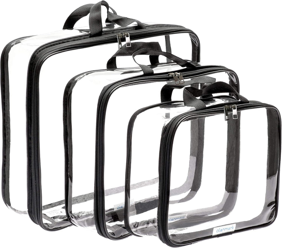 Clear Compression Packing Cubes 3 Set - Bags for Travel - Luggage Cube Organizer - Blue