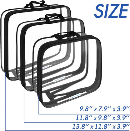 Clear Compression Packing Cubes 3 Set - Bags for Travel - Luggage Cube Organizer - Blue