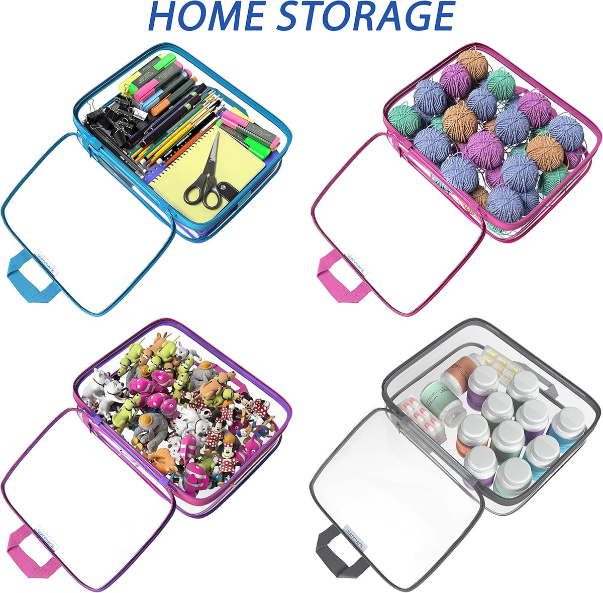 Clear Compression Packing Cubes 3 Set - Bags for Travel - Luggage Cube Organizer - Blue