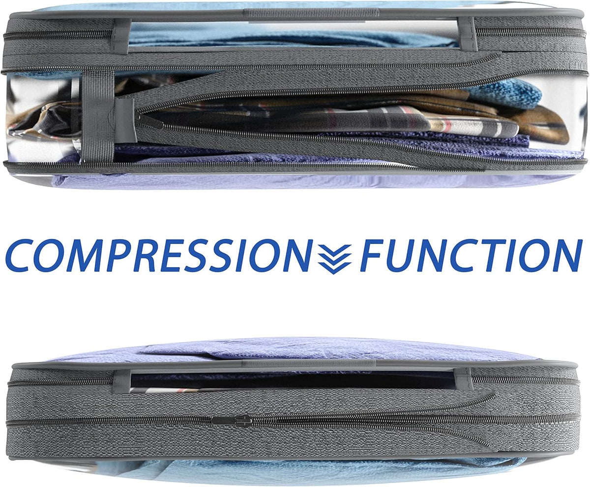 Clear Compression Packing Cubes 3 Set - Bags for Travel - Luggage Cube Organizer - Blue