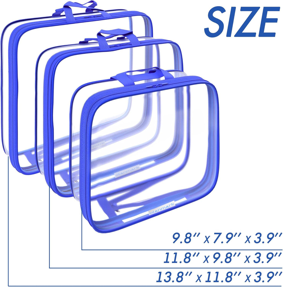 Clear Compression Packing Cubes 3 Set - Bags for Travel - Luggage Cube Organizer - Blue