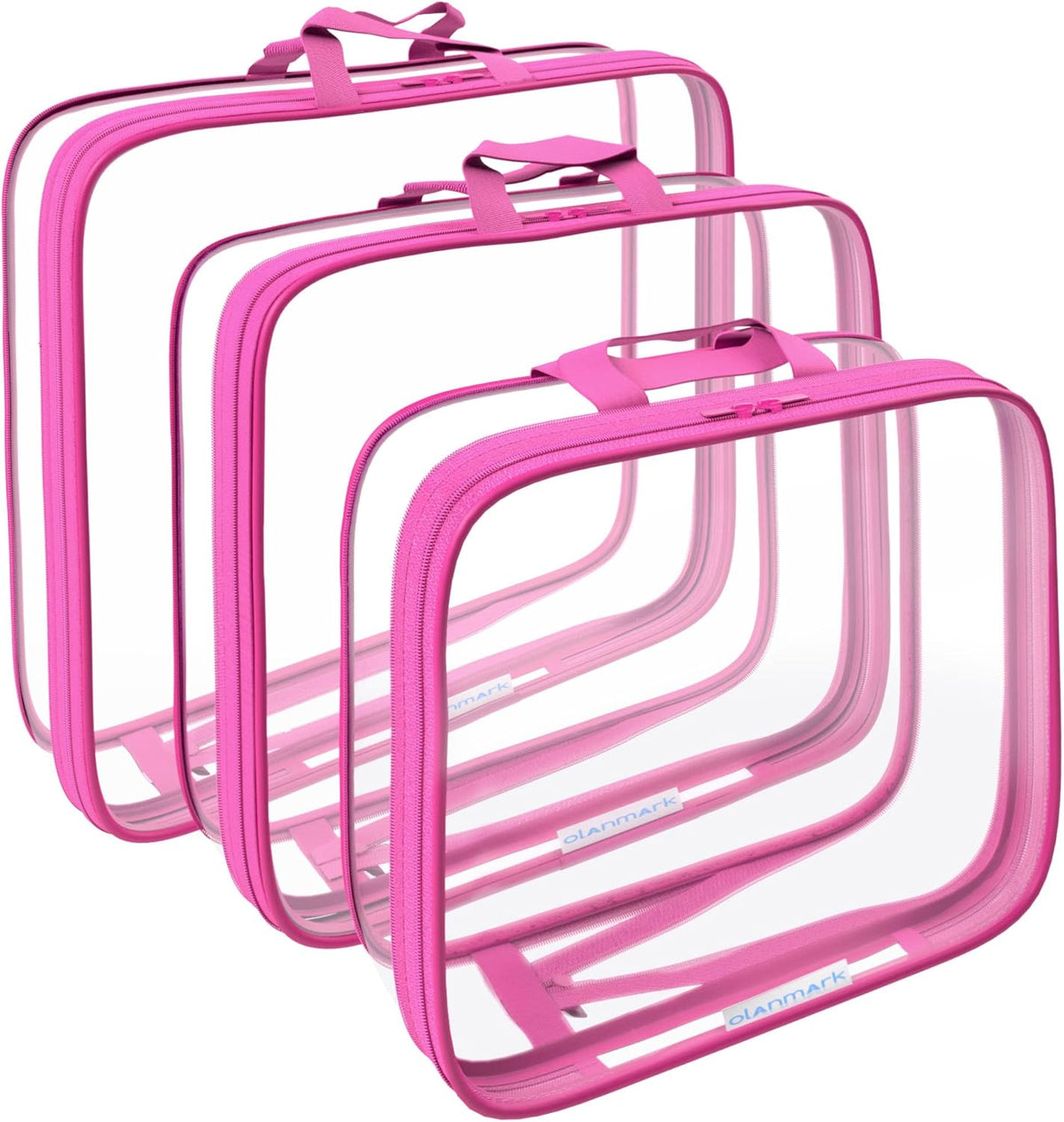 Clear Compression Packing Cubes 3 Set - Bags for Travel - Luggage Cube Organizer - Blue