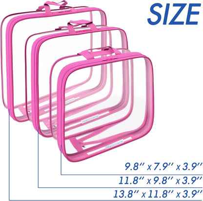 Clear Compression Packing Cubes 3 Set - Bags for Travel - Luggage Cube Organizer - Blue