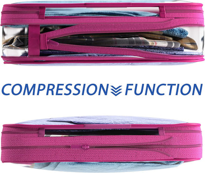 Clear Compression Packing Cubes 3 Set - Bags for Travel - Luggage Cube Organizer - Blue
