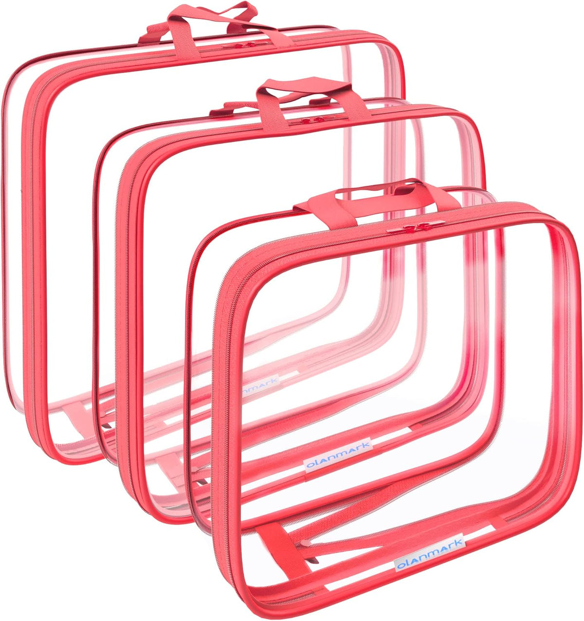 Clear Compression Packing Cubes 3 Set - Bags for Travel - Luggage Cube Organizer - Blue
