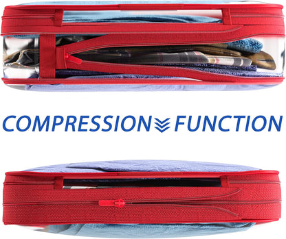 Clear Compression Packing Cubes 3 Set - Bags for Travel - Luggage Cube Organizer - Blue