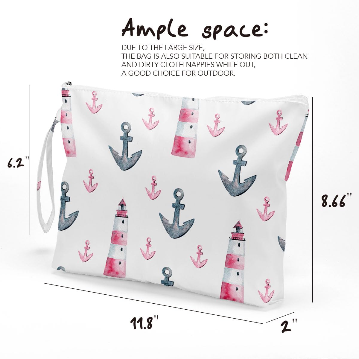 Wet Dry Bag – Waterproof Travel Bag, Large Zipper Pouch for Swimsuits, Diapers, Toiletries, Makeup for Women & Girls