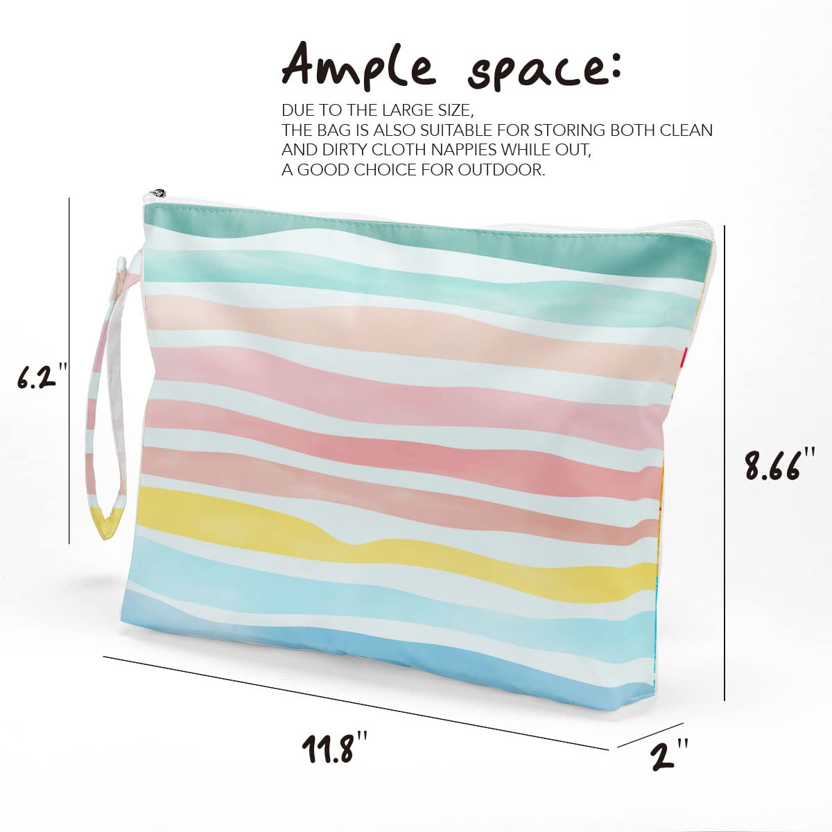 Wet Dry Bag – Waterproof Travel Bag, Large Zipper Pouch for Swimsuits, Diapers, Toiletries, Makeup for Women & Girls