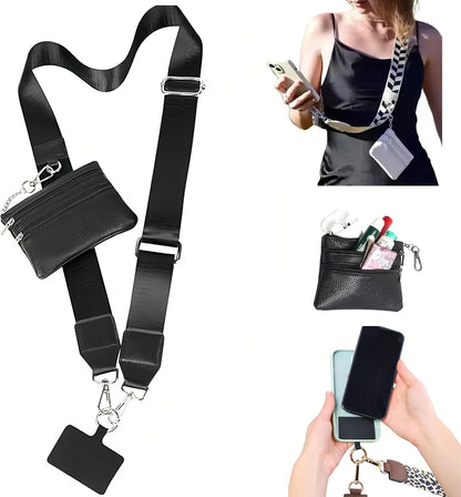 Crossbody Body Phone Holder for Women, New Phone Strap with Zippered Pouch, Adjustable Crossbody Strap