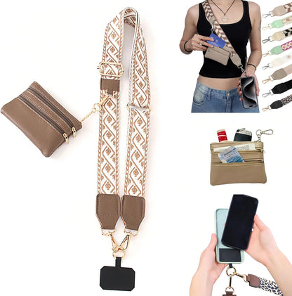 Crossbody Body Phone Holder for Women, New Phone Strap with Zippered Pouch, Adjustable Crossbody Strap