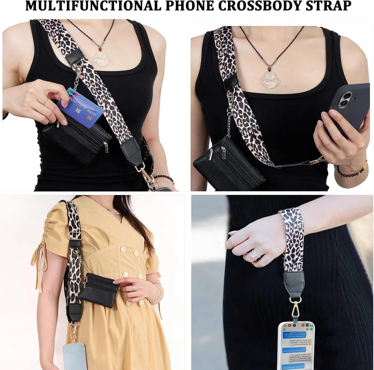 Crossbody Body Phone Holder for Women, New Phone Strap with Zippered Pouch, Adjustable Crossbody Strap