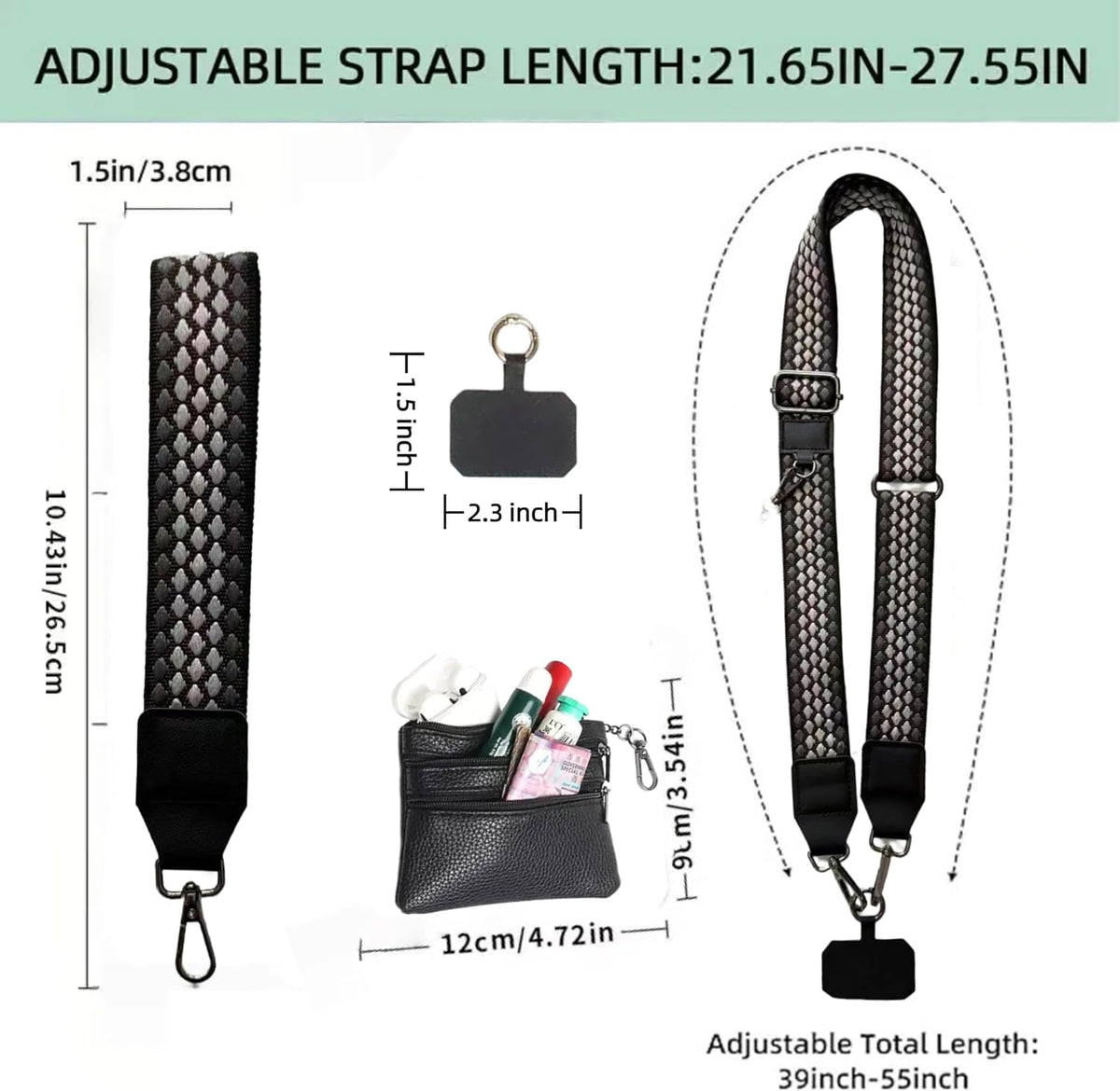 Crossbody Body Phone Holder for Women, New Phone Strap with Zippered Pouch, Adjustable Crossbody Strap