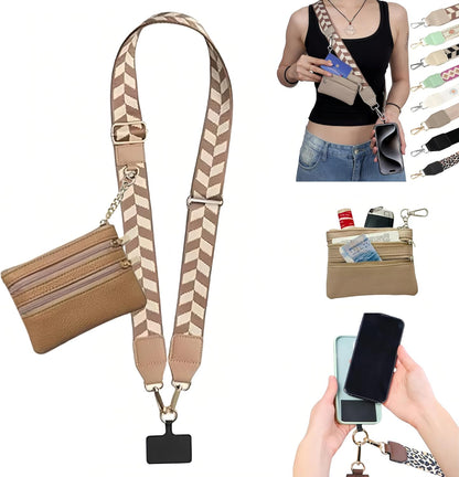 Crossbody Body Phone Holder for Women, New Phone Strap with Zippered Pouch, Adjustable Crossbody Strap