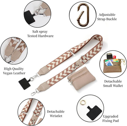 Crossbody Body Phone Holder for Women, New Phone Strap with Zippered Pouch, Adjustable Crossbody Strap