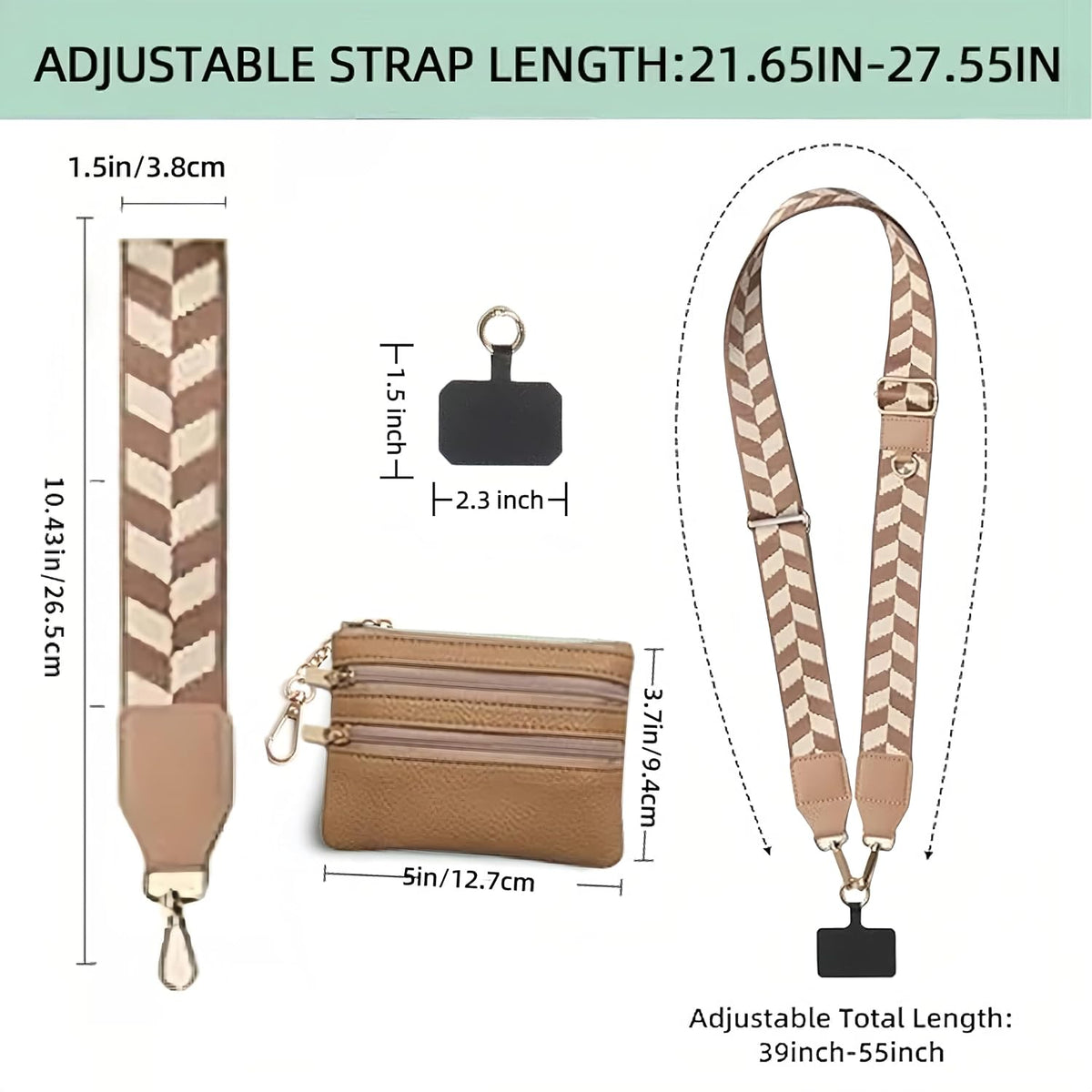 Crossbody Body Phone Holder for Women, New Phone Strap with Zippered Pouch, Adjustable Crossbody Strap
