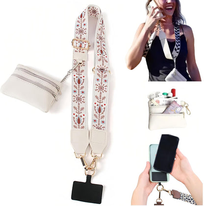 Crossbody Body Phone Holder for Women, New Phone Strap with Zippered Pouch, Adjustable Crossbody Strap