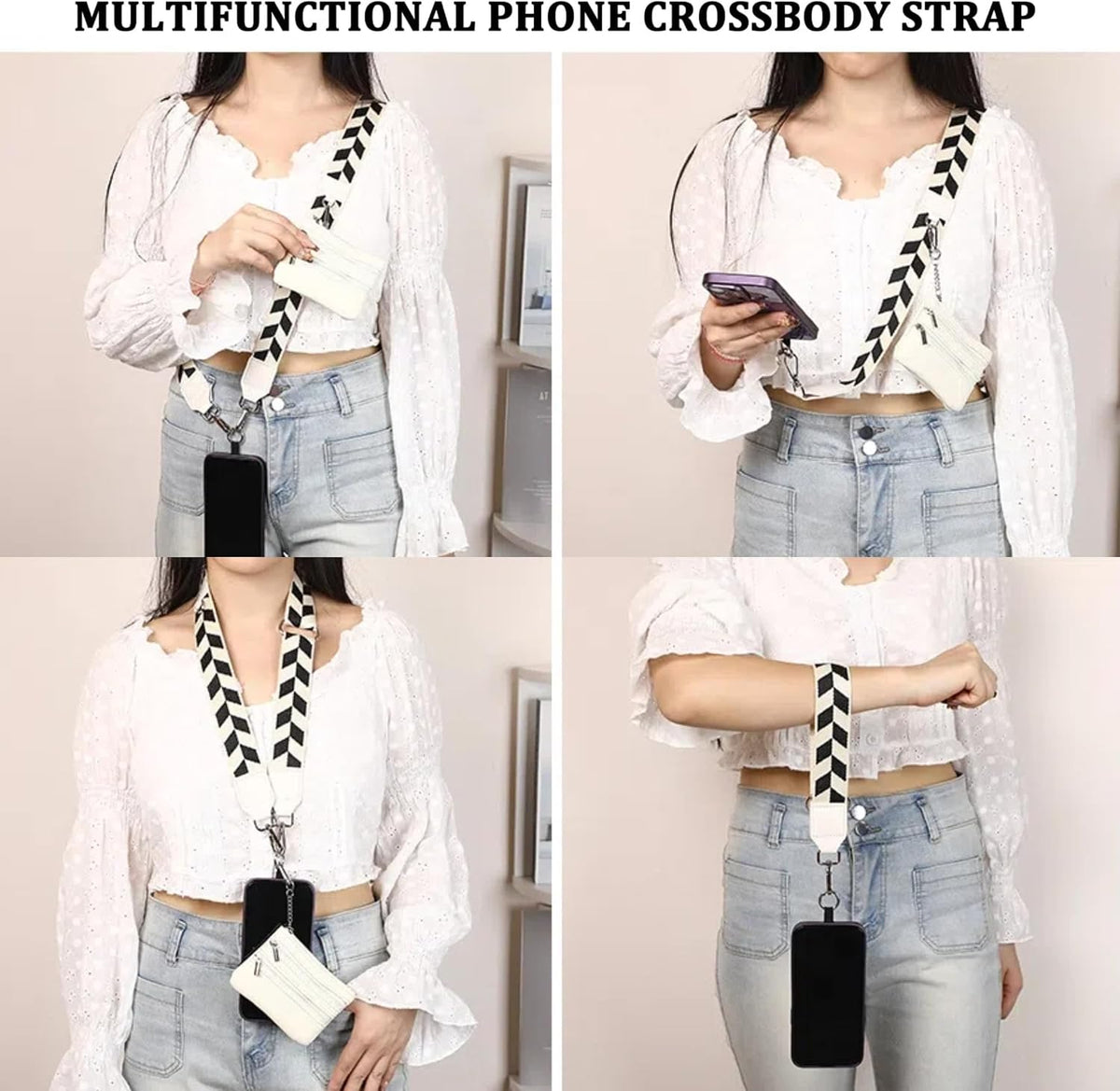 Crossbody Body Phone Holder for Women, New Phone Strap with Zippered Pouch, Adjustable Crossbody Strap