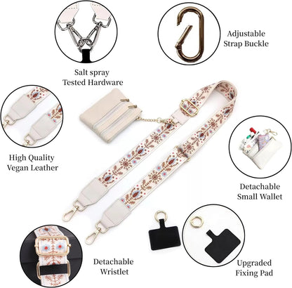 Crossbody Body Phone Holder for Women, New Phone Strap with Zippered Pouch, Adjustable Crossbody Strap