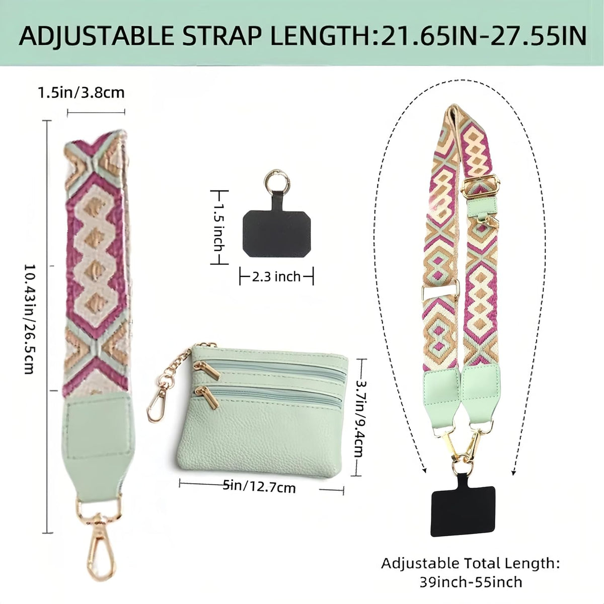 Crossbody Body Phone Holder for Women, New Phone Strap with Zippered Pouch, Adjustable Crossbody Strap
