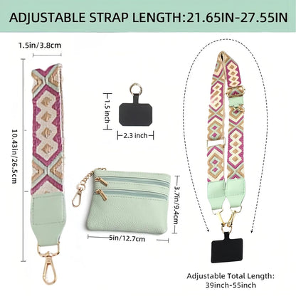 Crossbody Body Phone Holder for Women, New Phone Strap with Zippered Pouch, Adjustable Crossbody Strap