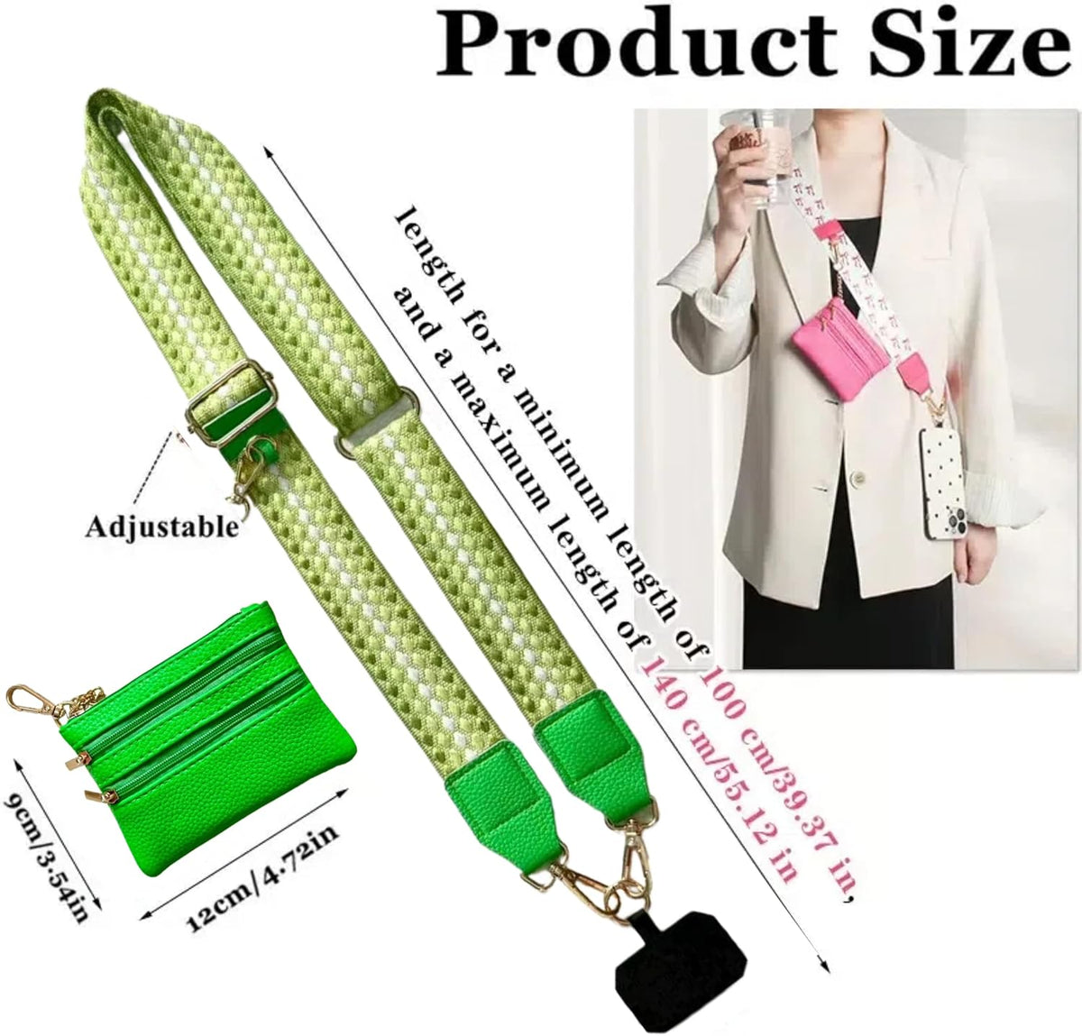 Crossbody Body Phone Holder for Women, New Phone Strap with Zippered Pouch, Adjustable Crossbody Strap