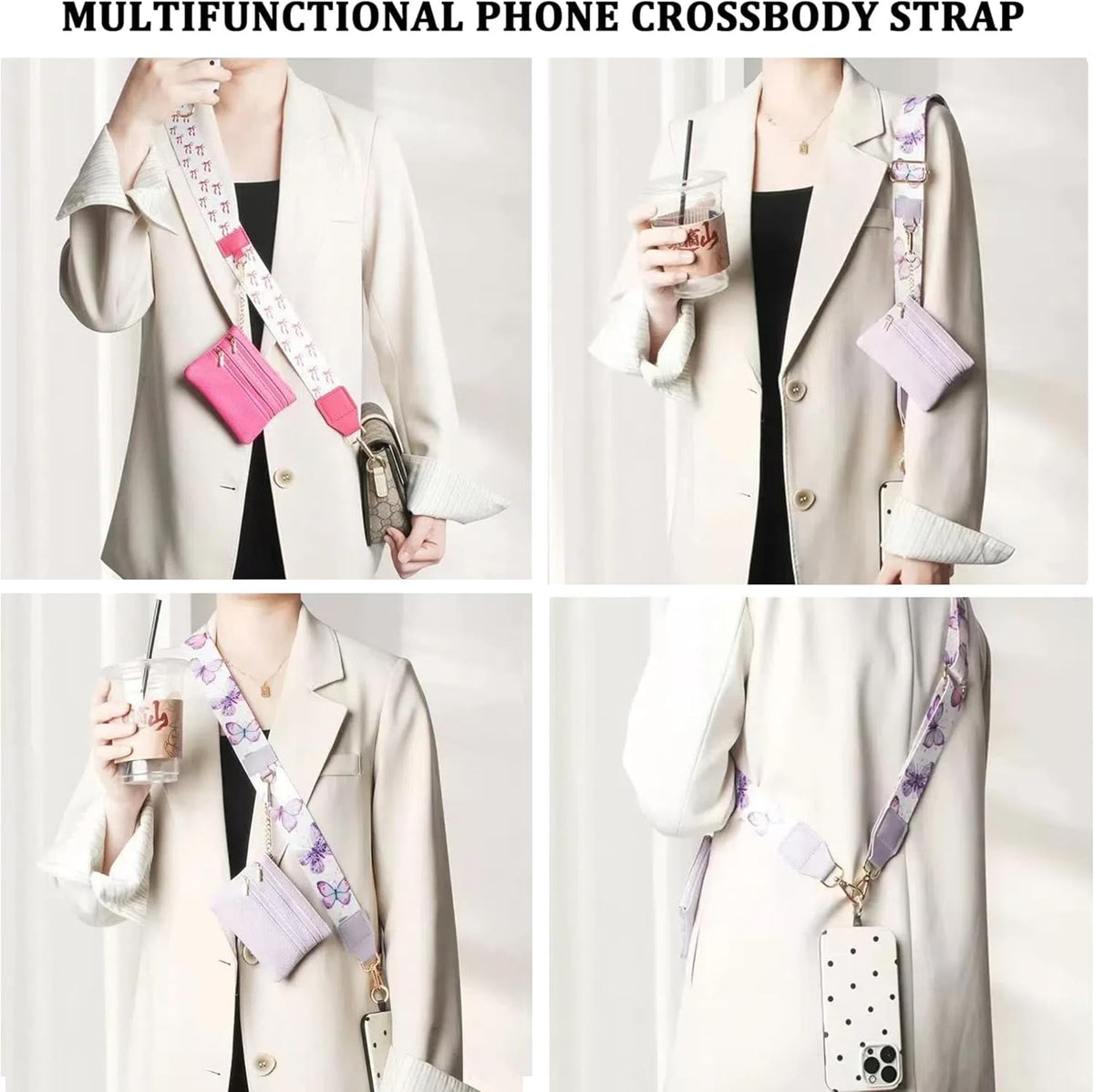 Crossbody Body Phone Holder for Women, New Phone Strap with Zippered Pouch, Adjustable Crossbody Strap