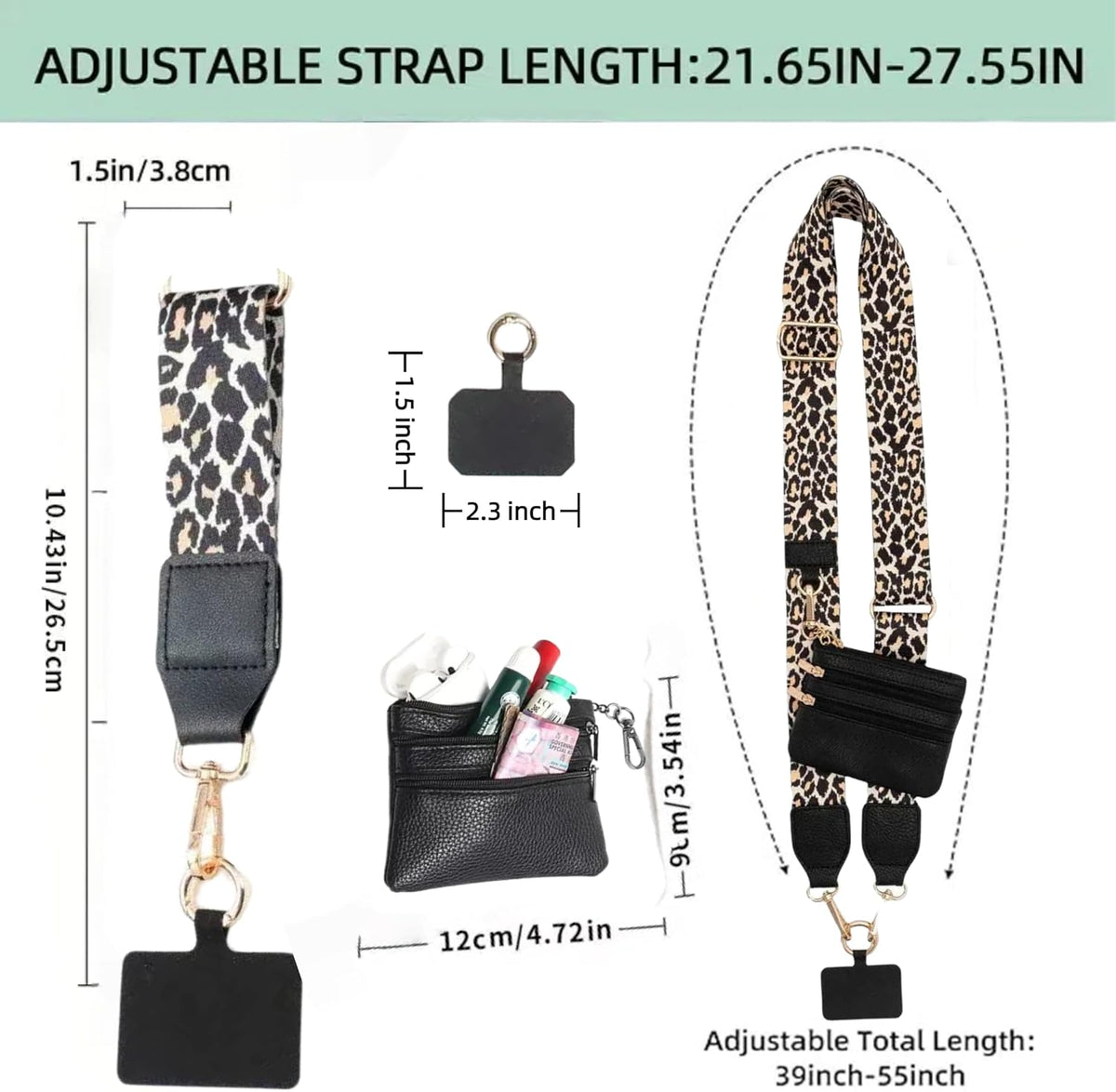 Crossbody Body Phone Holder for Women, New Phone Strap with Zippered Pouch, Adjustable Crossbody Strap