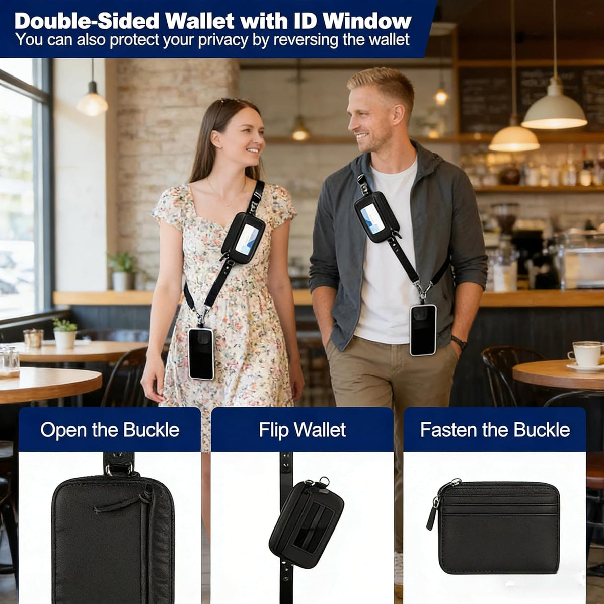 Crossbody Body Phone Holder for Women, New Phone Strap with Zippered Pouch, Adjustable Crossbody Strap
