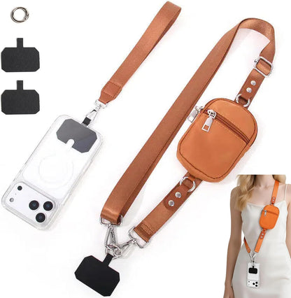 Crossbody Body Phone Holder for Women, New Phone Strap with Zippered Pouch, Adjustable Crossbody Strap