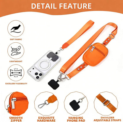 Crossbody Body Phone Holder for Women, New Phone Strap with Zippered Pouch, Adjustable Crossbody Strap