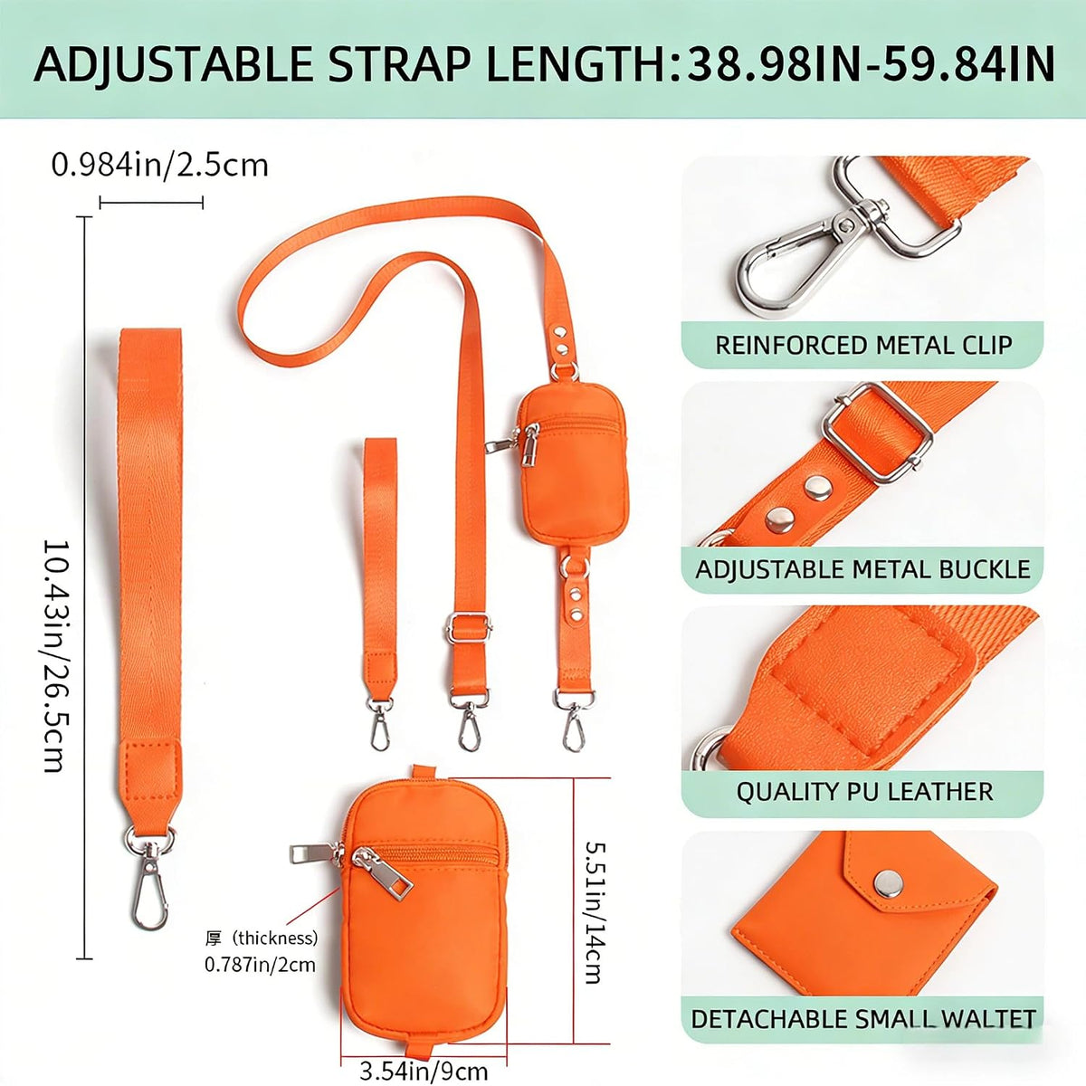Crossbody Body Phone Holder for Women, New Phone Strap with Zippered Pouch, Adjustable Crossbody Strap