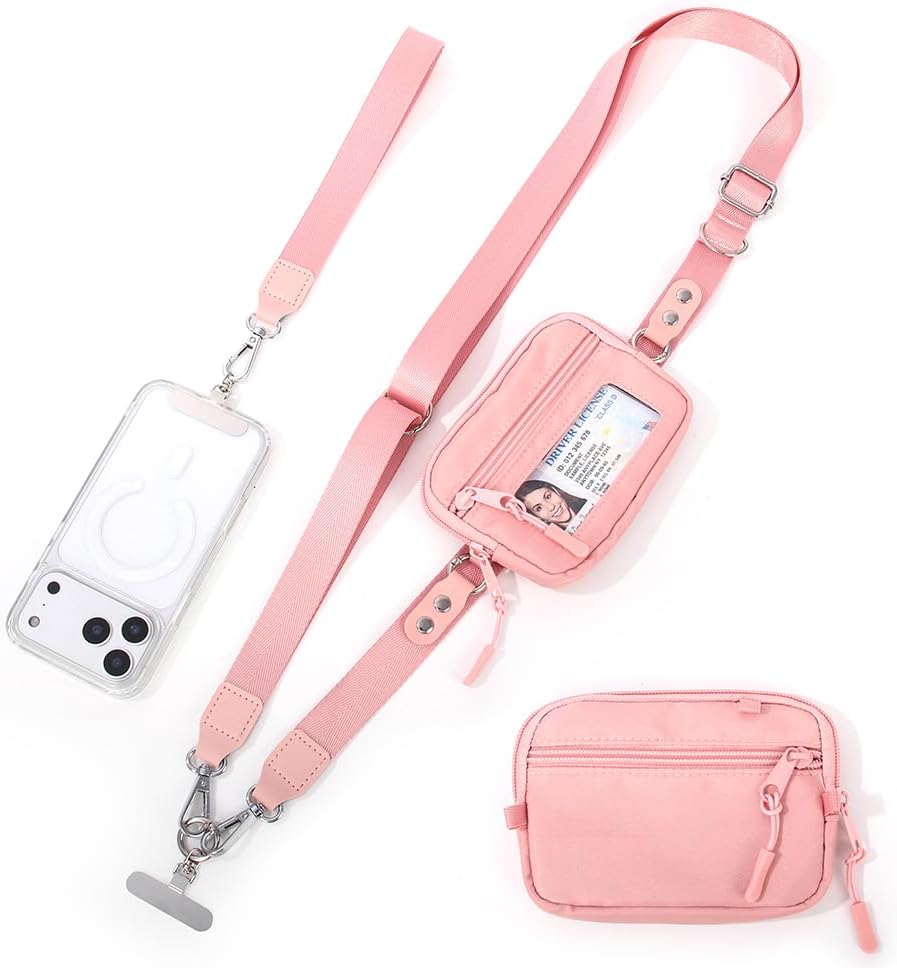 Crossbody Body Phone Holder for Women, New Phone Strap with Zippered Pouch, Adjustable Crossbody Strap