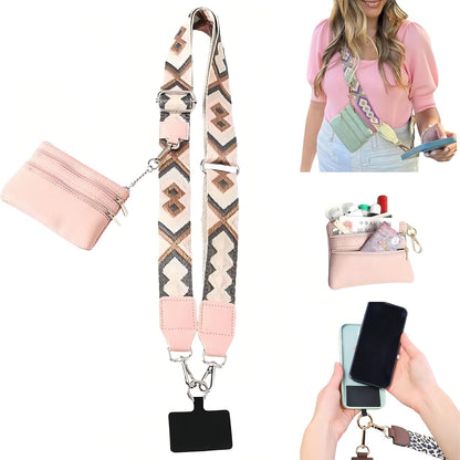 Crossbody Body Phone Holder for Women, New Phone Strap with Zippered Pouch, Adjustable Crossbody Strap