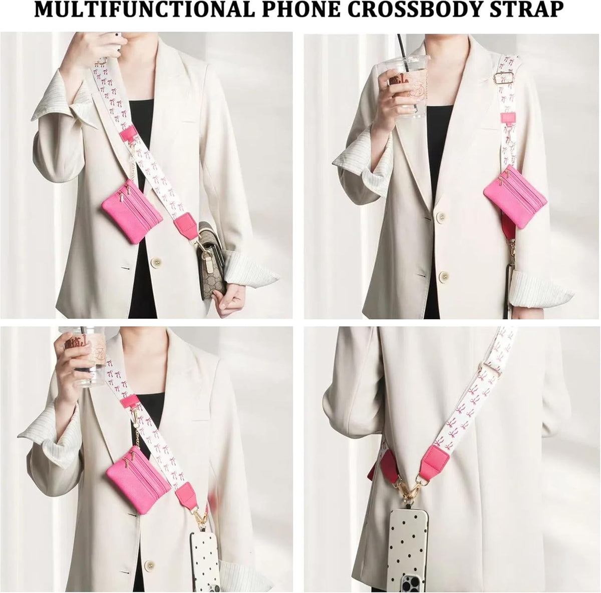 Crossbody Body Phone Holder for Women, New Phone Strap with Zippered Pouch, Adjustable Crossbody Strap