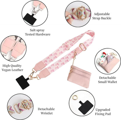 Crossbody Body Phone Holder for Women, New Phone Strap with Zippered Pouch, Adjustable Crossbody Strap