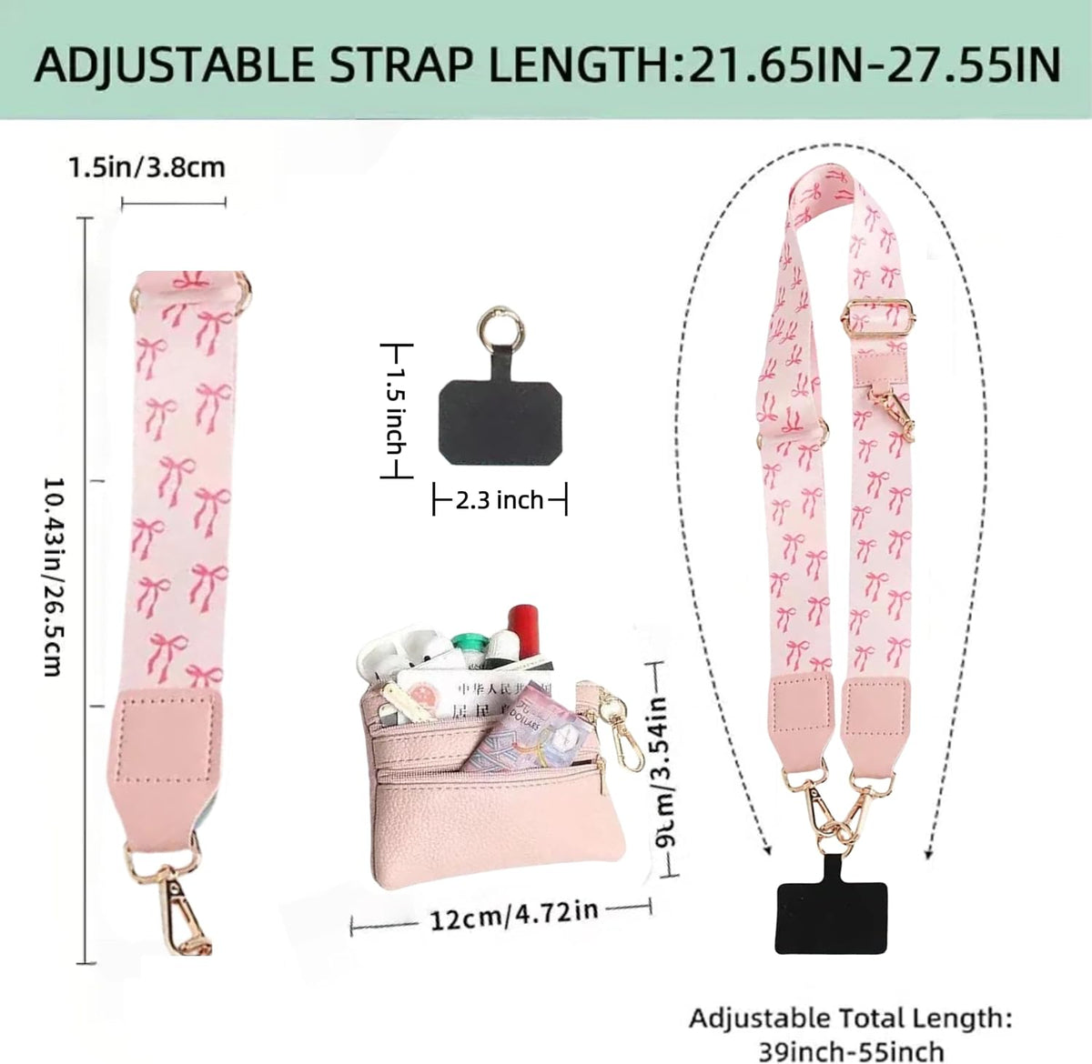 Crossbody Body Phone Holder for Women, New Phone Strap with Zippered Pouch, Adjustable Crossbody Strap