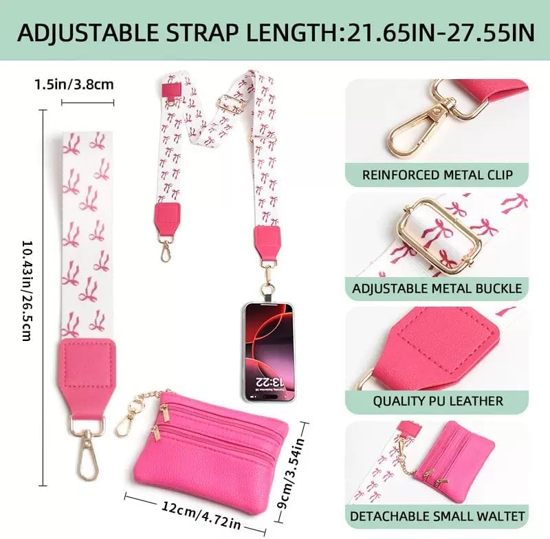 Crossbody Body Phone Holder for Women, New Phone Strap with Zippered Pouch, Adjustable Crossbody Strap