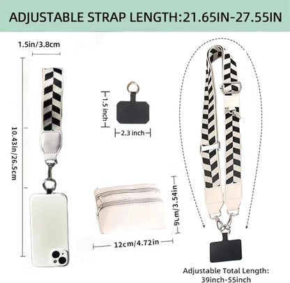 Crossbody Body Phone Holder for Women, New Phone Strap with Zippered Pouch, Adjustable Crossbody Strap