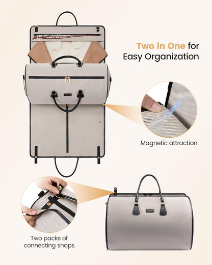 Convertible Travel Duffle Bag for Women Men,2 in 1 Garment Bag for Travel with Shoe Pouch,Overnight Weekender Carry On Duffel Bags for Airplane,Hanging Suitcase Suit Dress Business for Trip