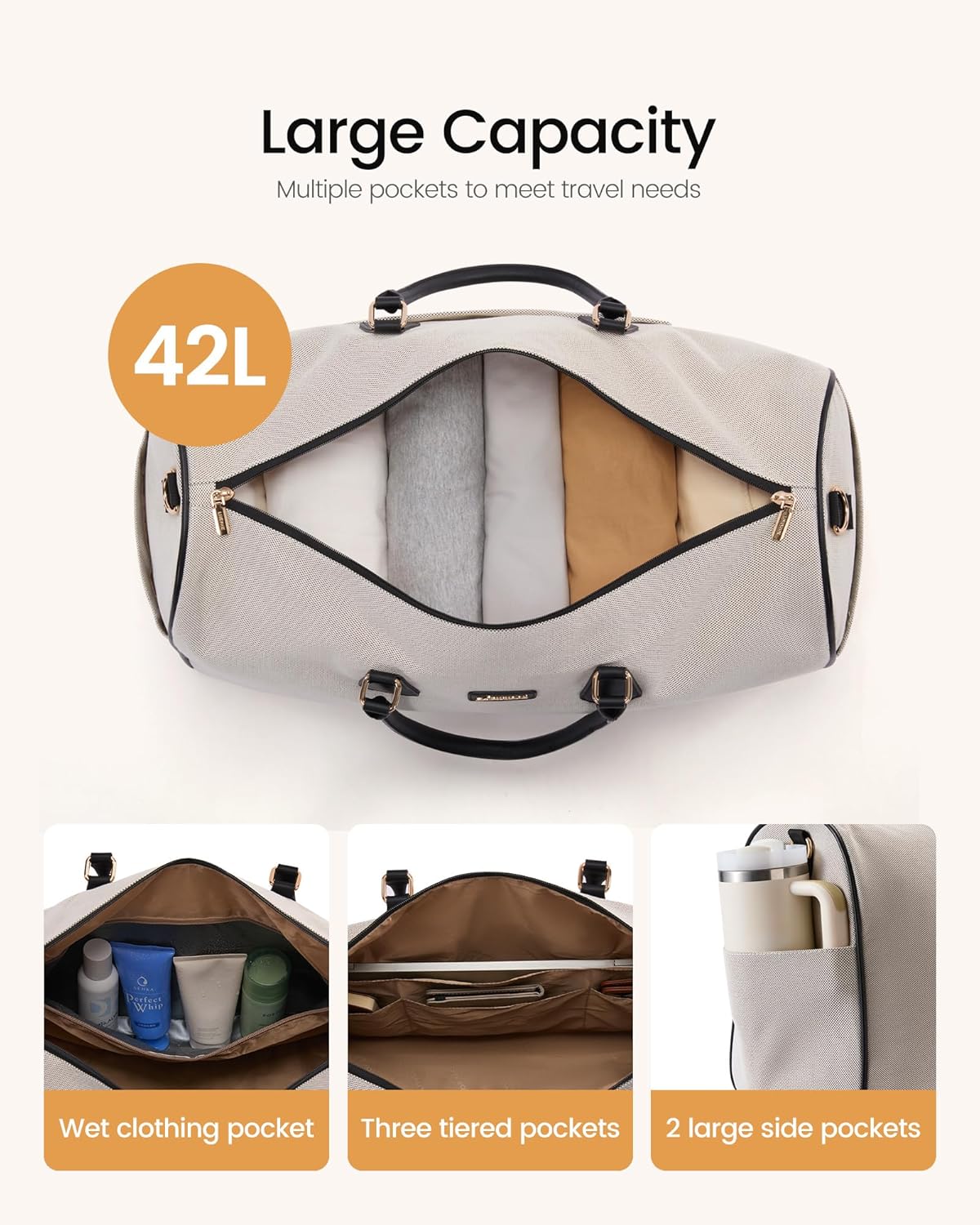 Convertible Travel Duffle Bag for Women Men,2 in 1 Garment Bag for Travel with Shoe Pouch,Overnight Weekender Carry On Duffel Bags for Airplane,Hanging Suitcase Suit Dress Business for Trip