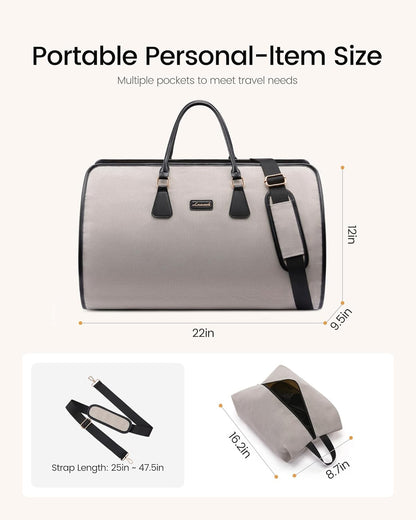 Convertible Travel Duffle Bag for Women Men,2 in 1 Garment Bag for Travel with Shoe Pouch,Overnight Weekender Carry On Duffel Bags for Airplane,Hanging Suitcase Suit Dress Business for Trip