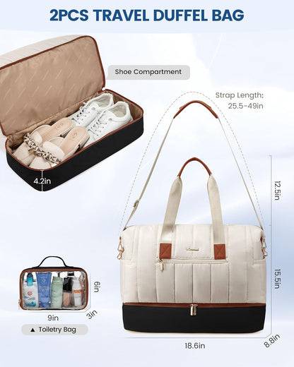 Convertible Travel Duffle Bag for Women Men,2 in 1 Garment Bag for Travel with Shoe Pouch,Overnight Weekender Carry On Duffel Bags for Airplane,Hanging Suitcase Suit Dress Business for Trip