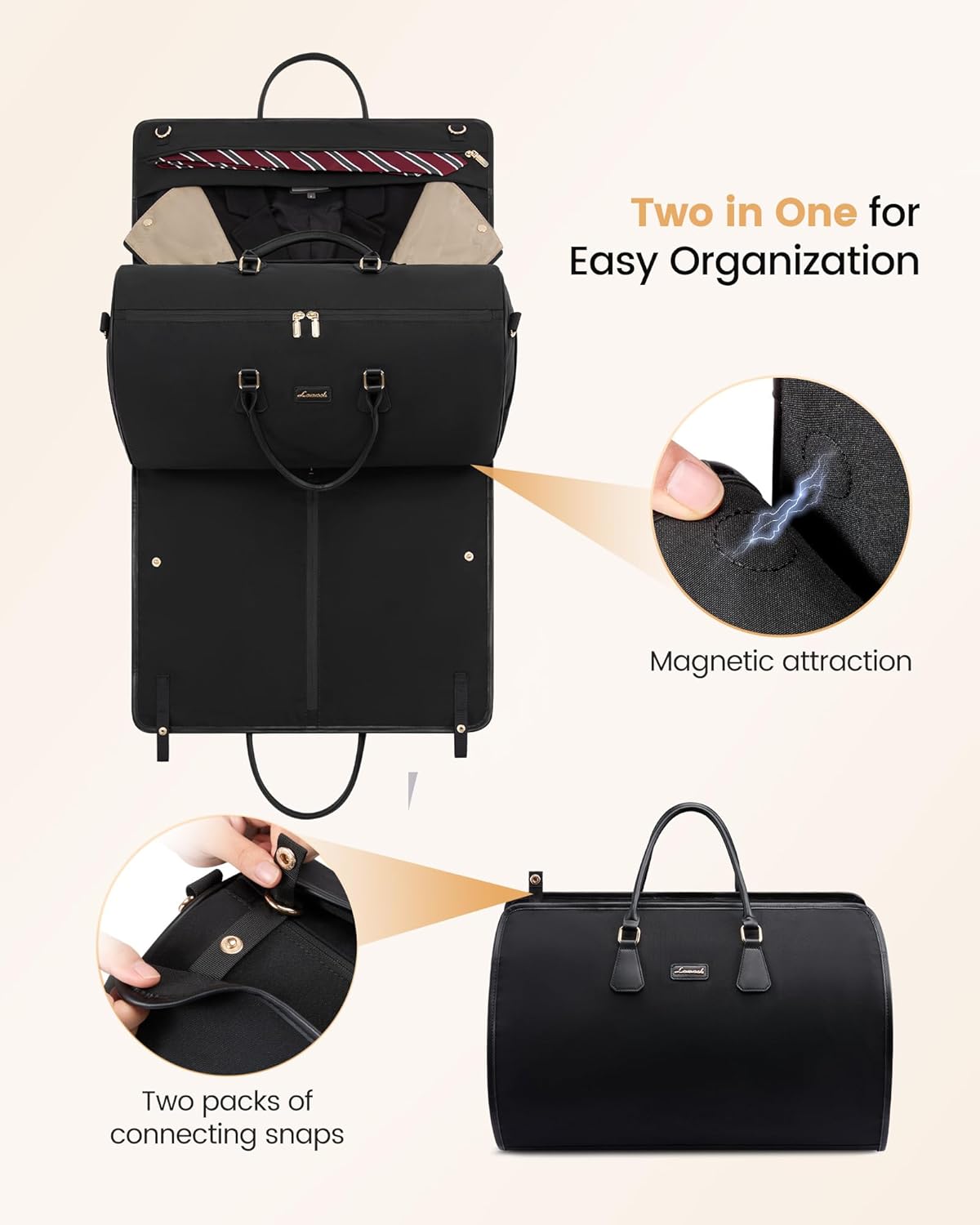Convertible Travel Duffle Bag for Women Men,2 in 1 Garment Bag for Travel with Shoe Pouch,Overnight Weekender Carry On Duffel Bags for Airplane,Hanging Suitcase Suit Dress Business for Trip