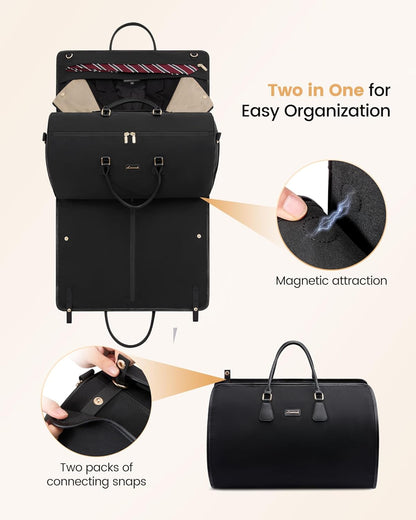 Convertible Travel Duffle Bag for Women Men,2 in 1 Garment Bag for Travel with Shoe Pouch,Overnight Weekender Carry On Duffel Bags for Airplane,Hanging Suitcase Suit Dress Business for Trip