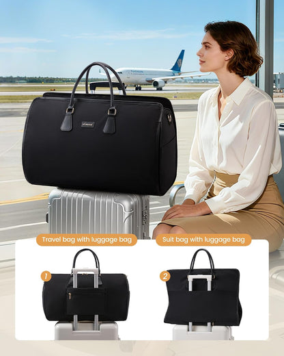 Convertible Travel Duffle Bag for Women Men,2 in 1 Garment Bag for Travel with Shoe Pouch,Overnight Weekender Carry On Duffel Bags for Airplane,Hanging Suitcase Suit Dress Business for Trip