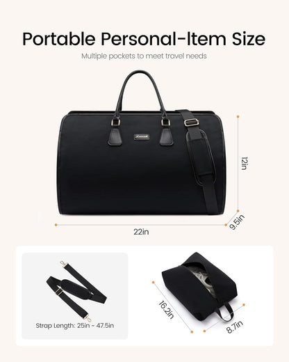 Convertible Travel Duffle Bag for Women Men,2 in 1 Garment Bag for Travel with Shoe Pouch,Overnight Weekender Carry On Duffel Bags for Airplane,Hanging Suitcase Suit Dress Business for Trip