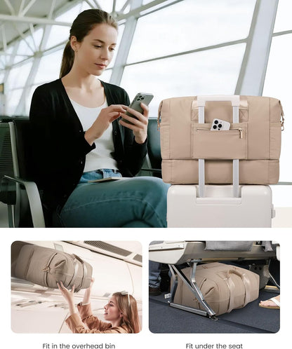 Convertible Travel Duffle Bag for Women Men,2 in 1 Garment Bag for Travel with Shoe Pouch,Overnight Weekender Carry On Duffel Bags for Airplane,Hanging Suitcase Suit Dress Business for Trip